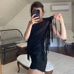 Trouve cotton fringe sleeveless top